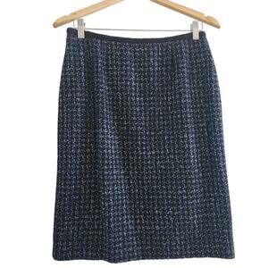 Tweed Black Blue Knee Length Skirt Size 8